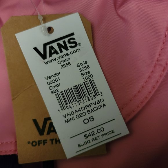 Vans Off The Wall Pink Geo Mini Backpack - Picture 8 of 8